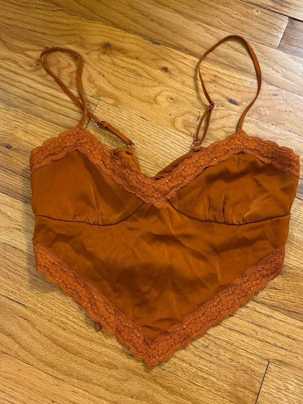 Forever 21 Rust Lace-Trim Satin Bandeau Camisole